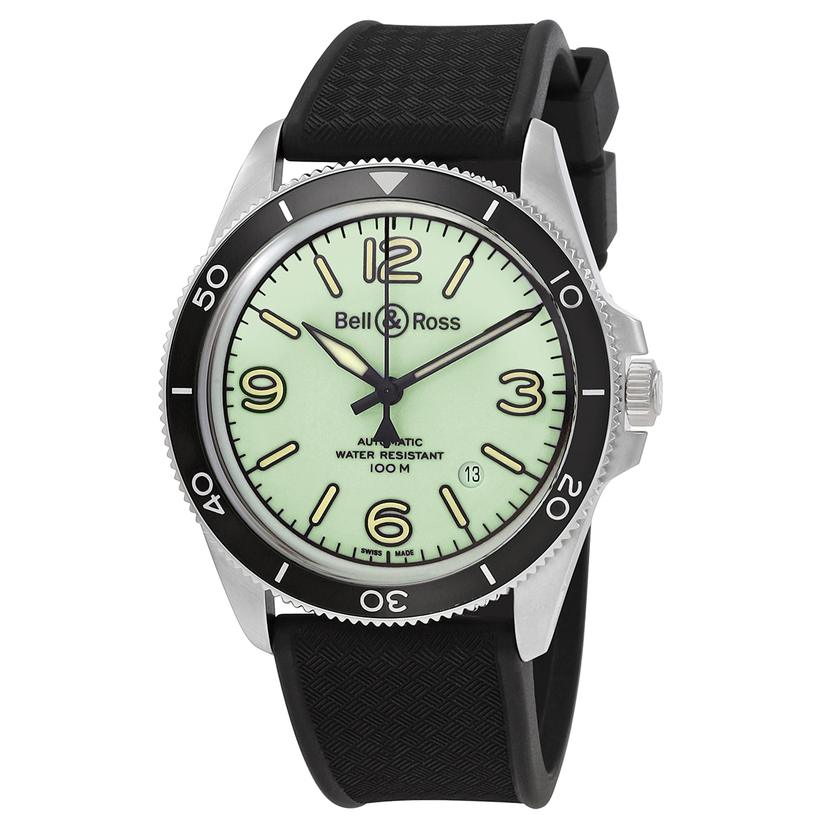 Bell and Ross BR V2-92 Automatic Green Dial Men's Watch BRV292-LUM-ST/SRB
