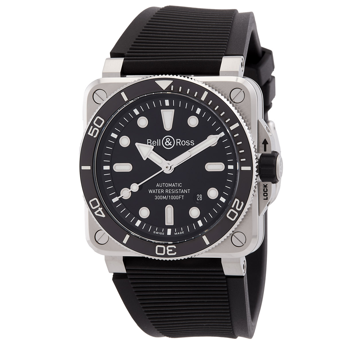 Bell and Ross Diver Automatic Black Dial Men's Watch BR03A-D-BL-ST/SRB