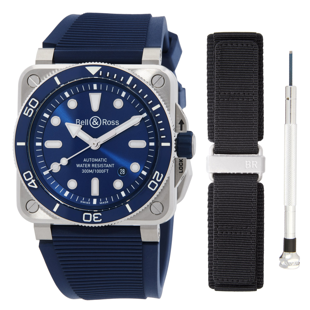 Bell and Ross Diver Automatic Blue Dial Men's Watch BR03A-D-BLU-ST/SRB