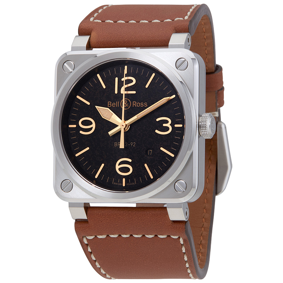Bell and Ross Golden Heritage Automatic Black Dial Men's Watch BR0392-ST-G-HE