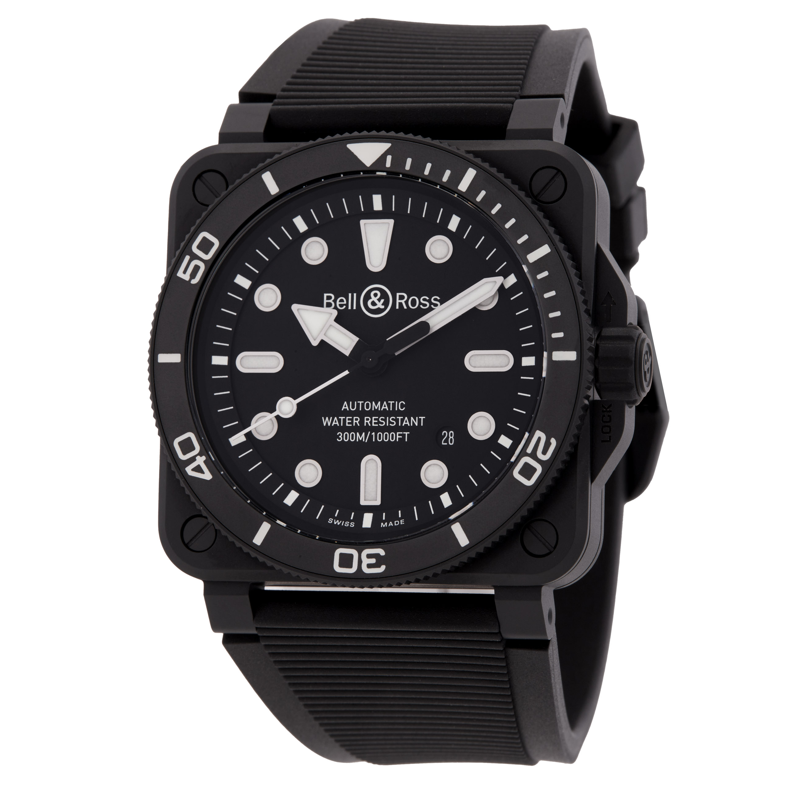 Bell and Ross Instruments Diver Automatic Black Dial Men's Watch BR03A-D-BL-CE/SRB