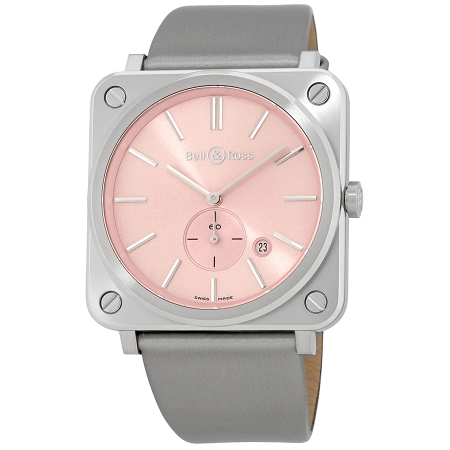 Bell And Ross Novarosa Pink Sunray Dial Ladies Leather Watch BRS-PK-ST/SCA