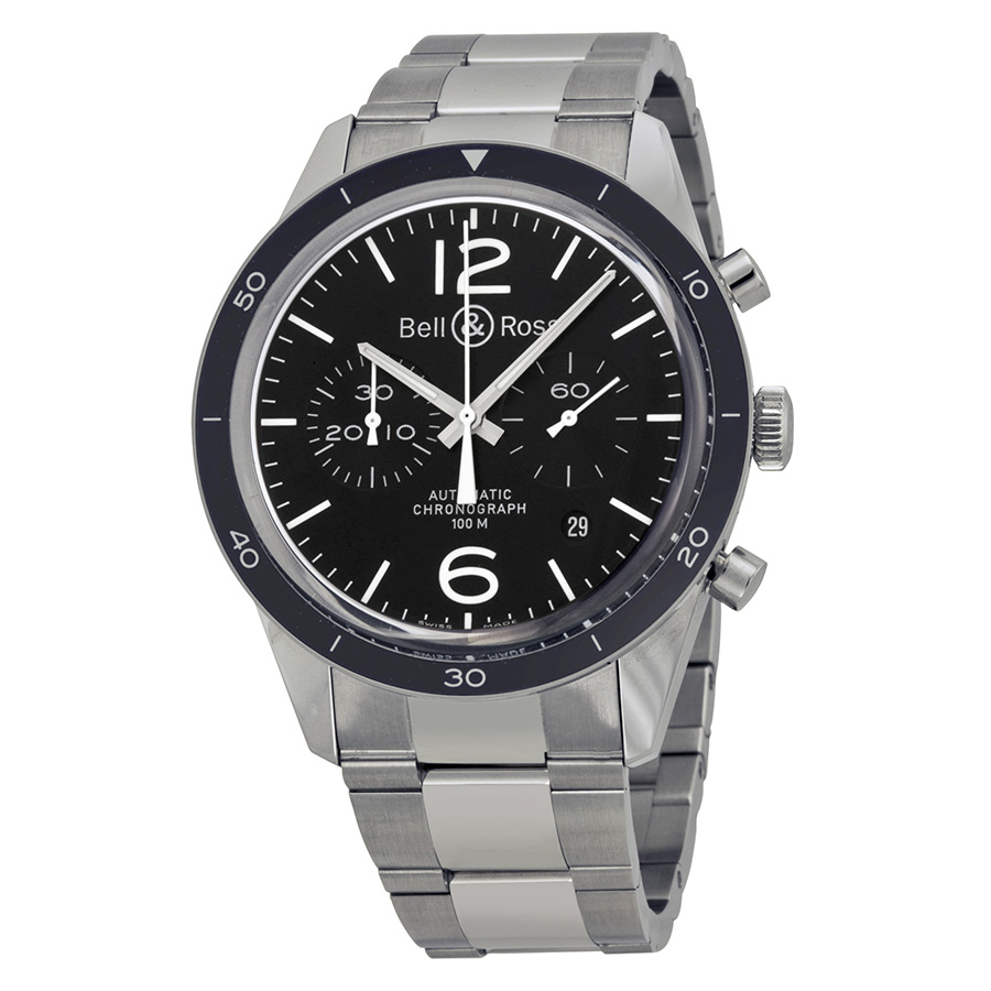 Bell and Ross Vintage Sport Black Chronograph Dial Automatic Men's Watch BRV126-BL-BE-SST