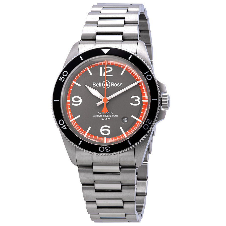 Bell and Ross Vintage V2-92 Garde Cotes Automatic Matte Grey Dial Men's Watch BRV292-ORA-ST/SST