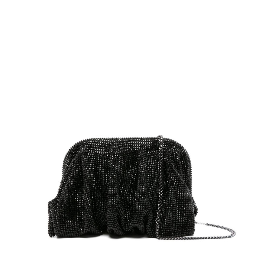 Benedetta Bruzziches Beaded Pleated Clutch Bag In Black