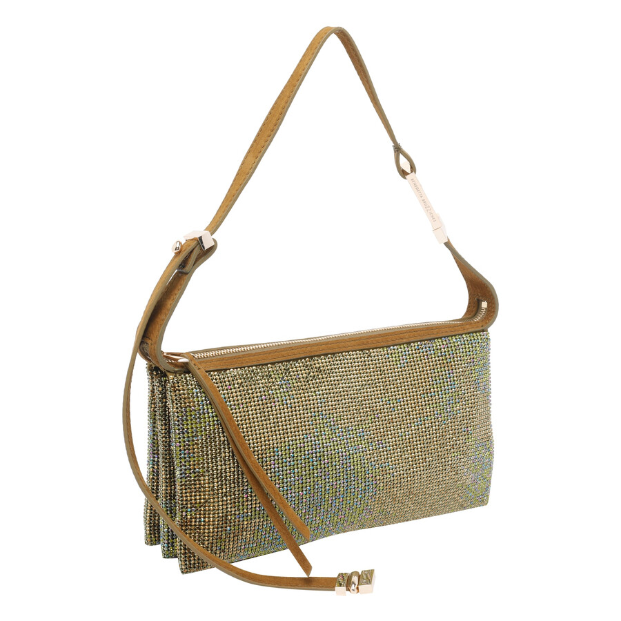 Benedetta Bruzziches Metallic Rectangular Shoulder Bag With Adjustable Strap In Green