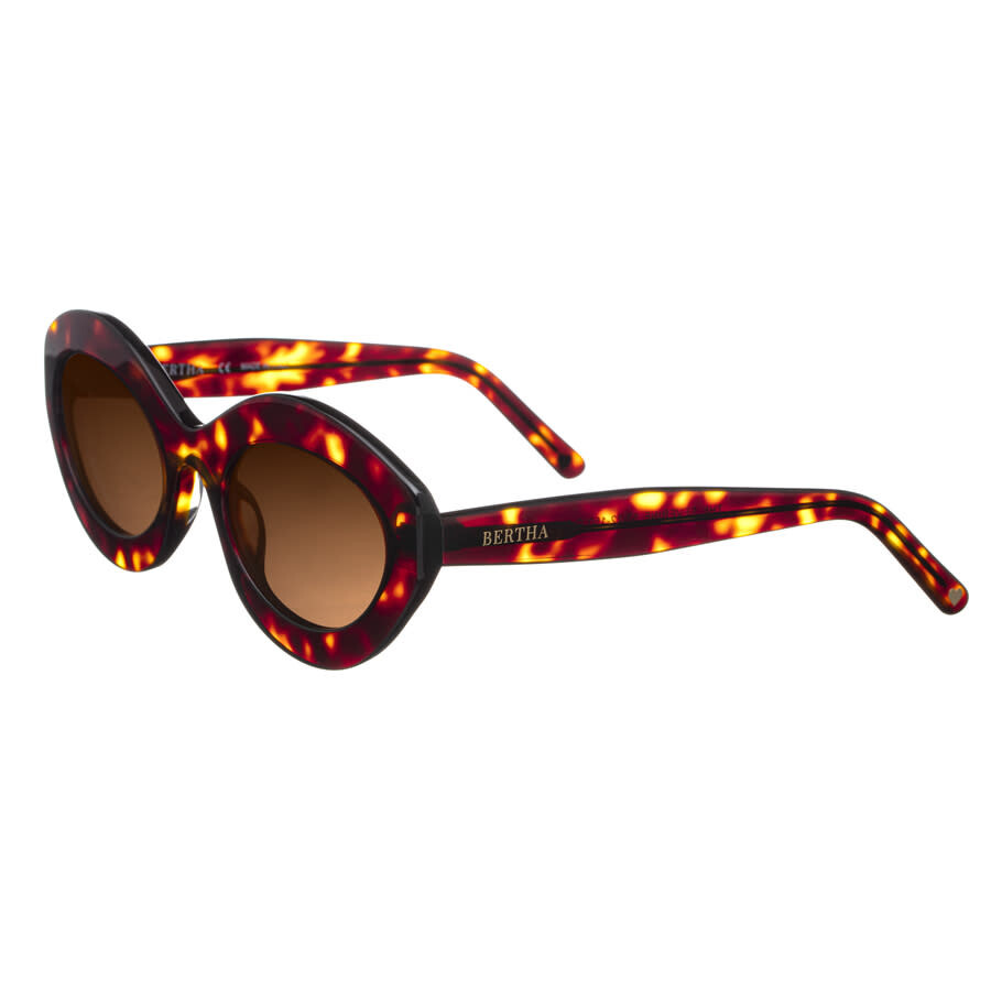 Bertha Ladies Tortoise Oval Sunglasses Brsit100-2 In Brown