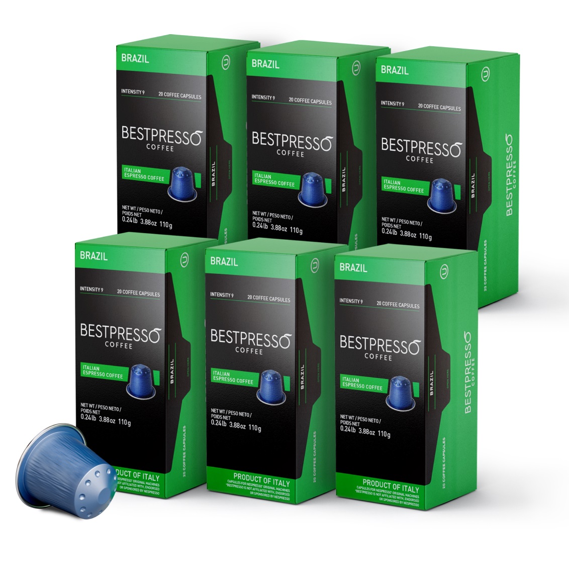 Coffee for Nespresso Original Machine 120 pods Certified Genuine Espresso Brazil Blend Pods Compatib
