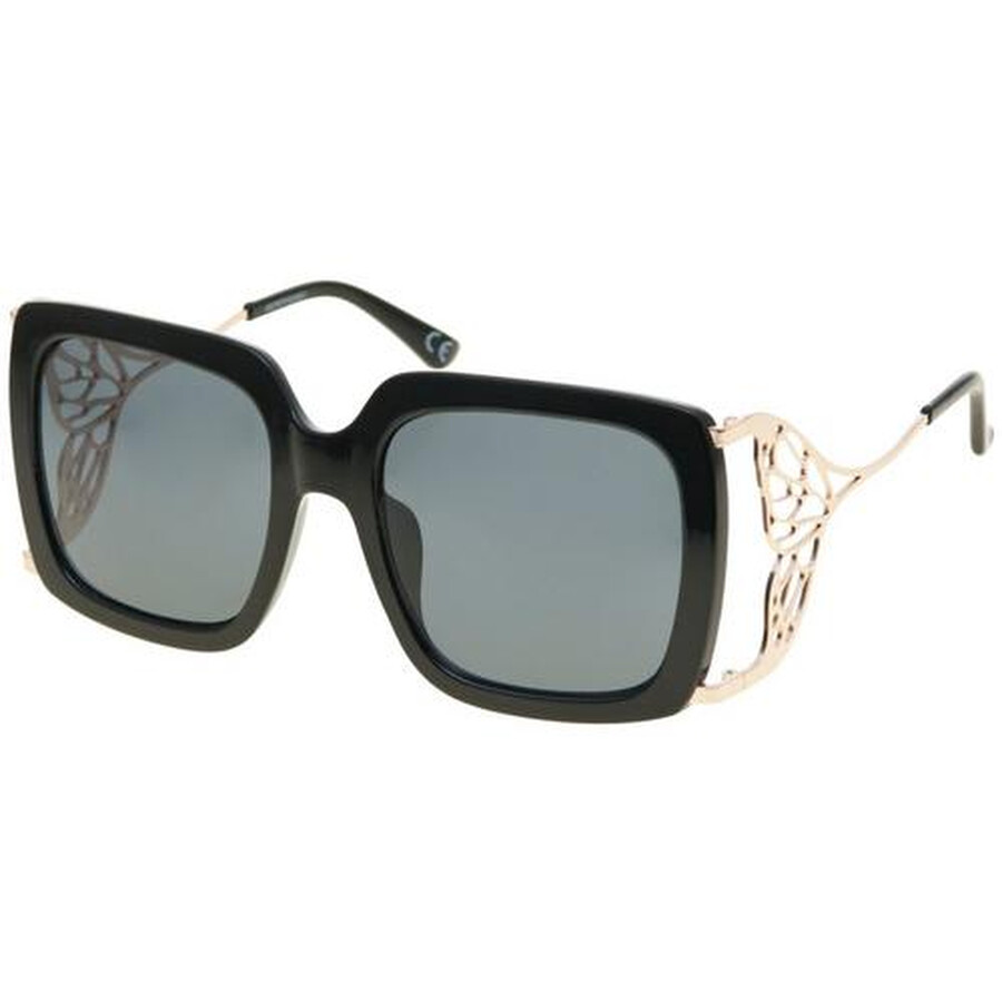 Betsey Johnson Betsy Johnson Smoke Square Ladies Sunglasses 10260844.lts Blksmk In Black