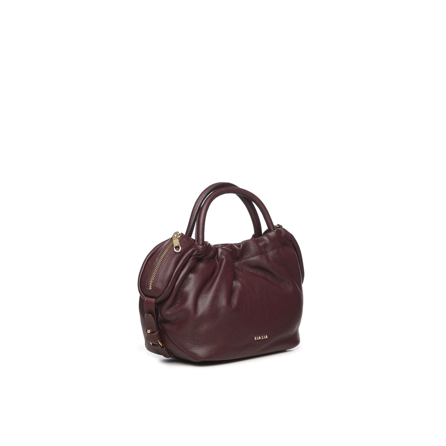 Biasia Leather Bag With Logo In Burgundy