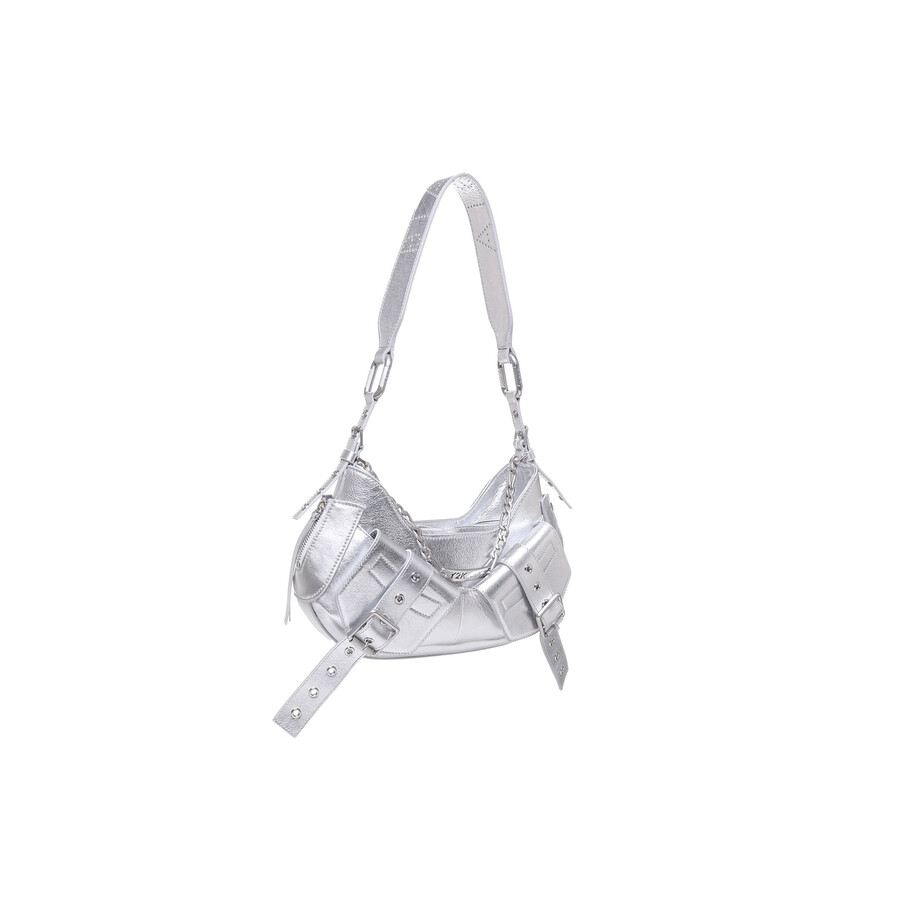 Biasia Shoulder Bag Y2k001 In Cowskin In Silver