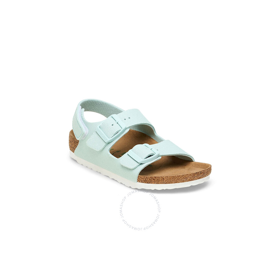 BIRKENSTOCK BIRKENSTOCK KIDS VEGAN CANVAS SURF GREEN MILANO SANDALS