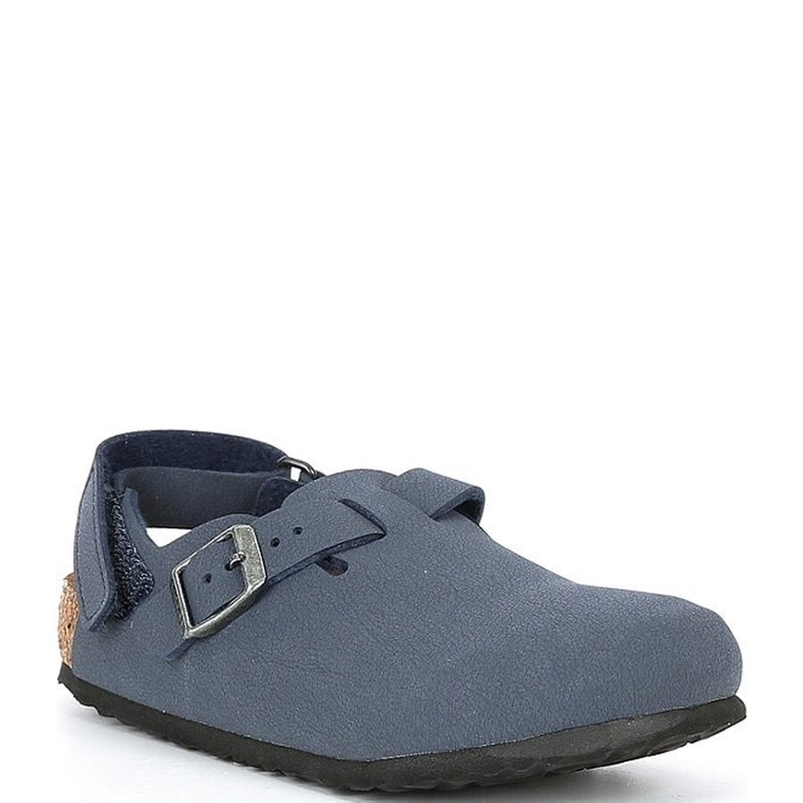 Birkenstock Kids Navy Tokio Birkibuc Clogs In Blue