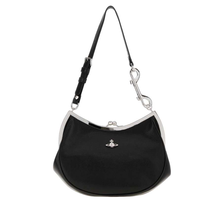 Vivienne Westwood Black Leather Charm Frame Purse Shoulder Bag Borse A Mano In ["black"]