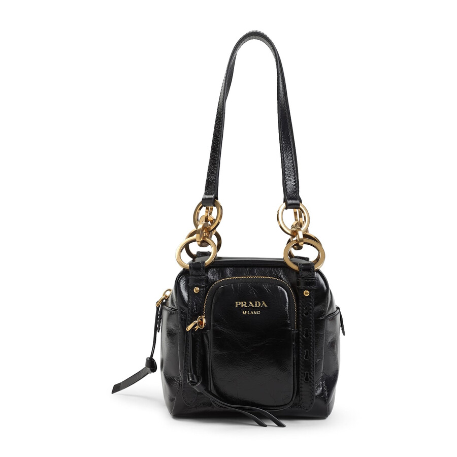 Prada Dangle Leather Top-handle Mini-bag In Black