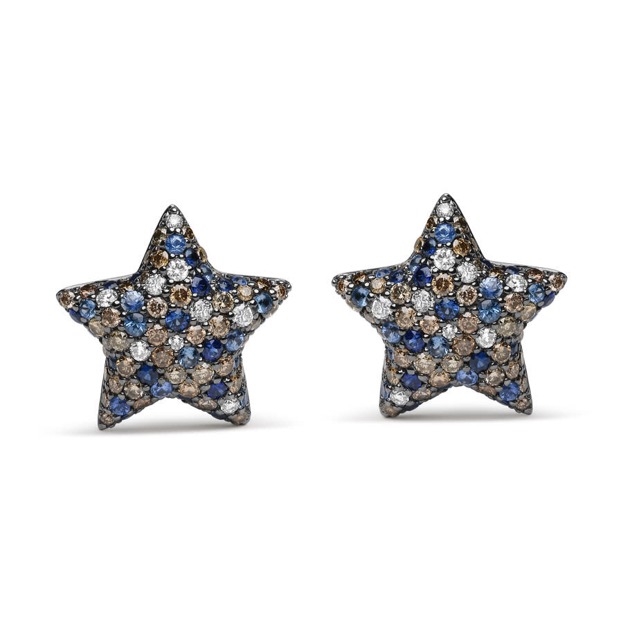 Haus Of Brilliance Black Rhodium Plated 18k White Gold 1.00 Cttw Diamond And Round Blue Sapphire Gemstone Micro-pave St In White