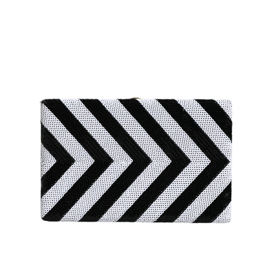 Dolce & Gabbana Black White Gold Frame Clutch Evening Party Purse Bag Black/white In ["white","yellow","black","gold Tone"]