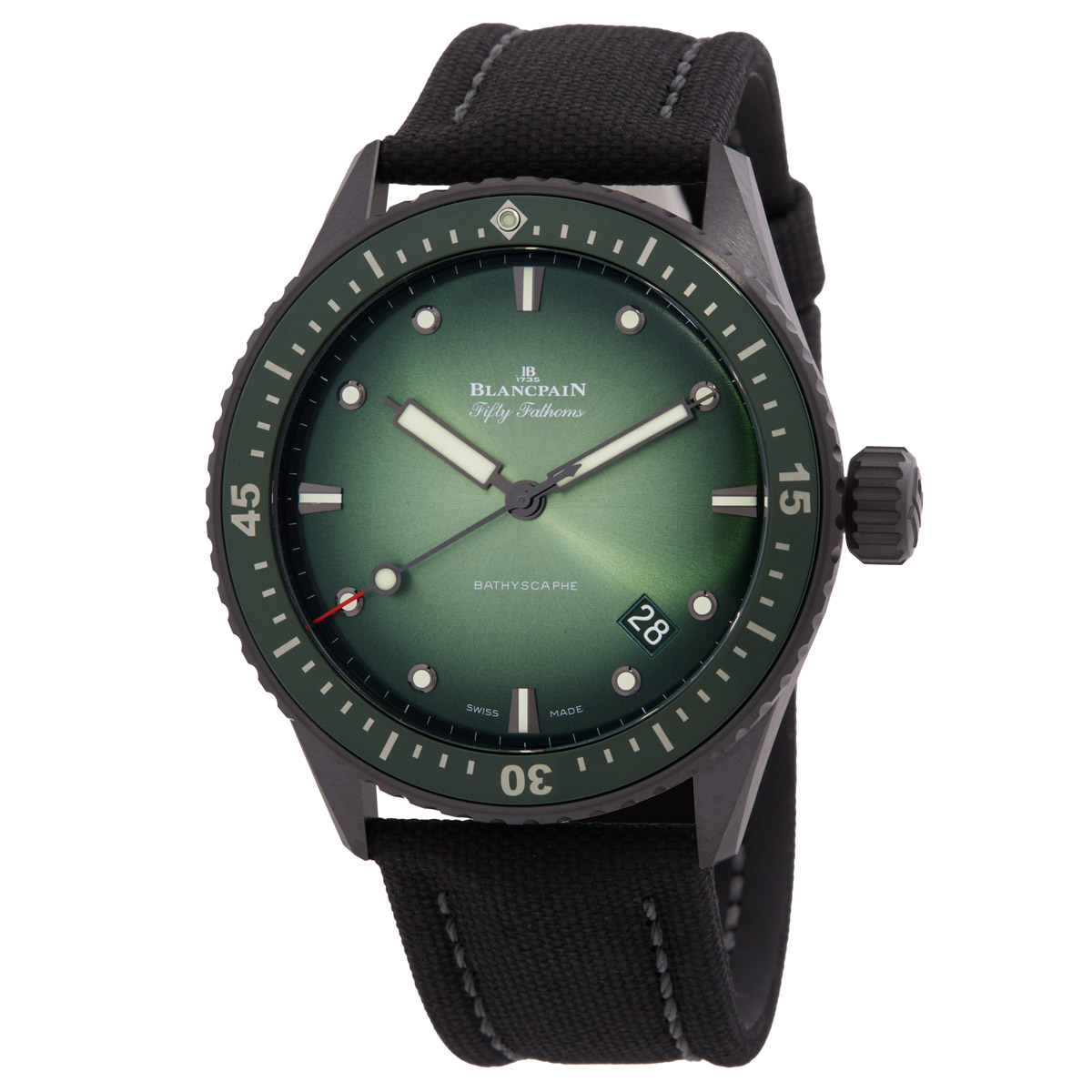 Blancpain Fifty Fathoms Bathyscaphe Automatic Green Dial Men's Watch 5000 0153 B52A