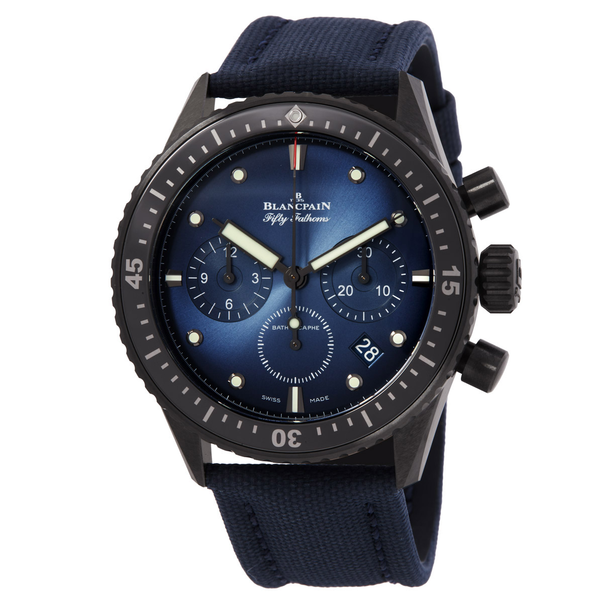 Blancpain Fifty Fathoms Bathyscaphe Chronograph Automatic Blue Dial Men's Watch 5200 0140 O52A