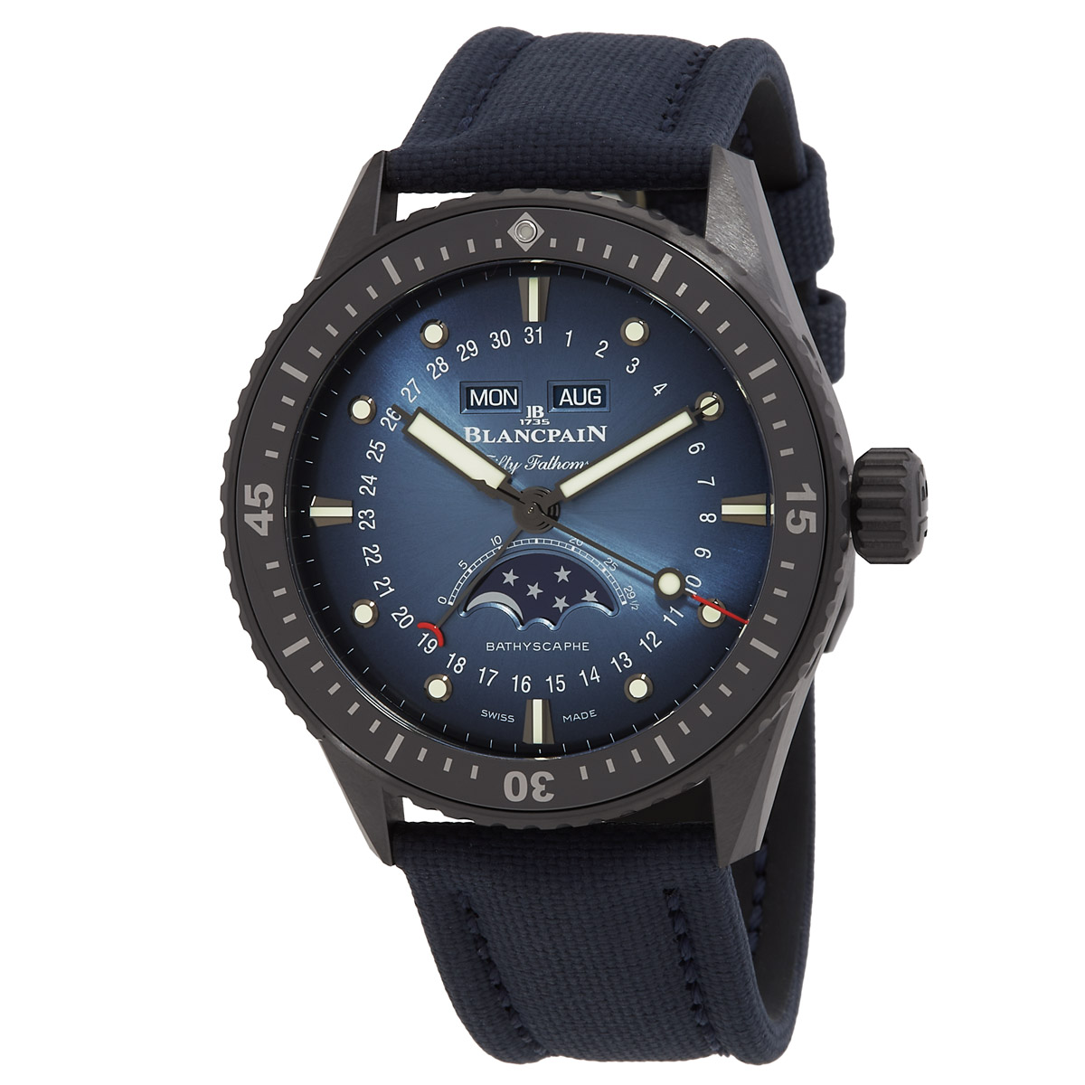 Blancpain Fifty Fathoms Bathyscaphe Quantième Complet Automatic Men's Watch 5054-0140-O52A