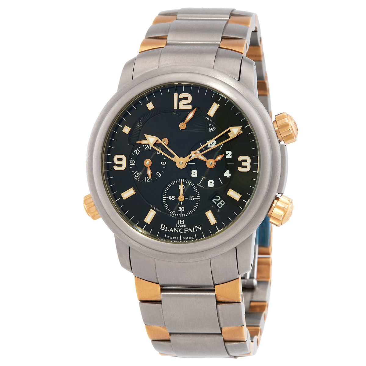 Blancpain Leman Reveil GMT Alarm GMT Automatic Black Dial Men's Watch 2041-12A3-098