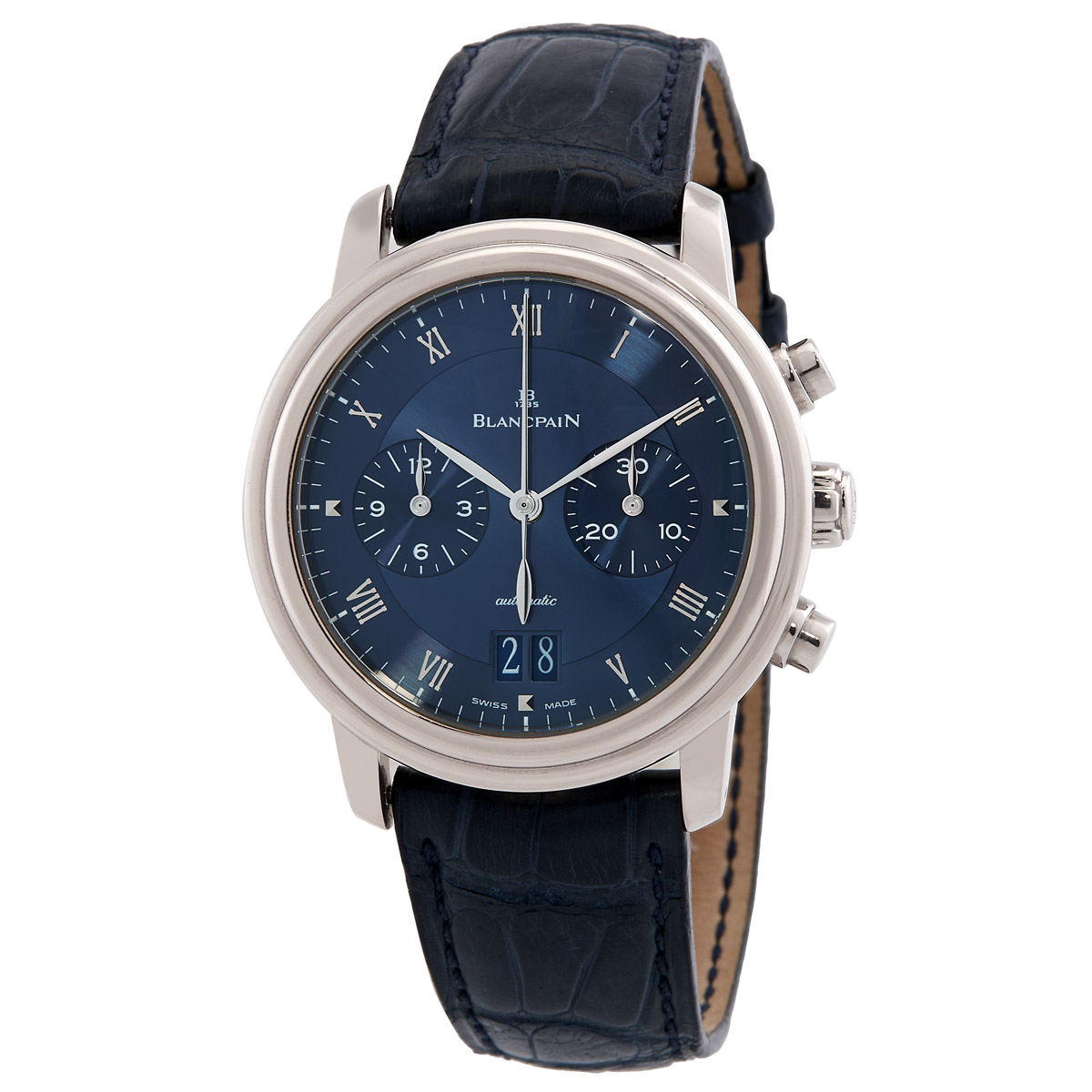 Blancpain Villeret Chronograph Large Date Automatic Blue Dial Men's Watch 6885-1540-55B