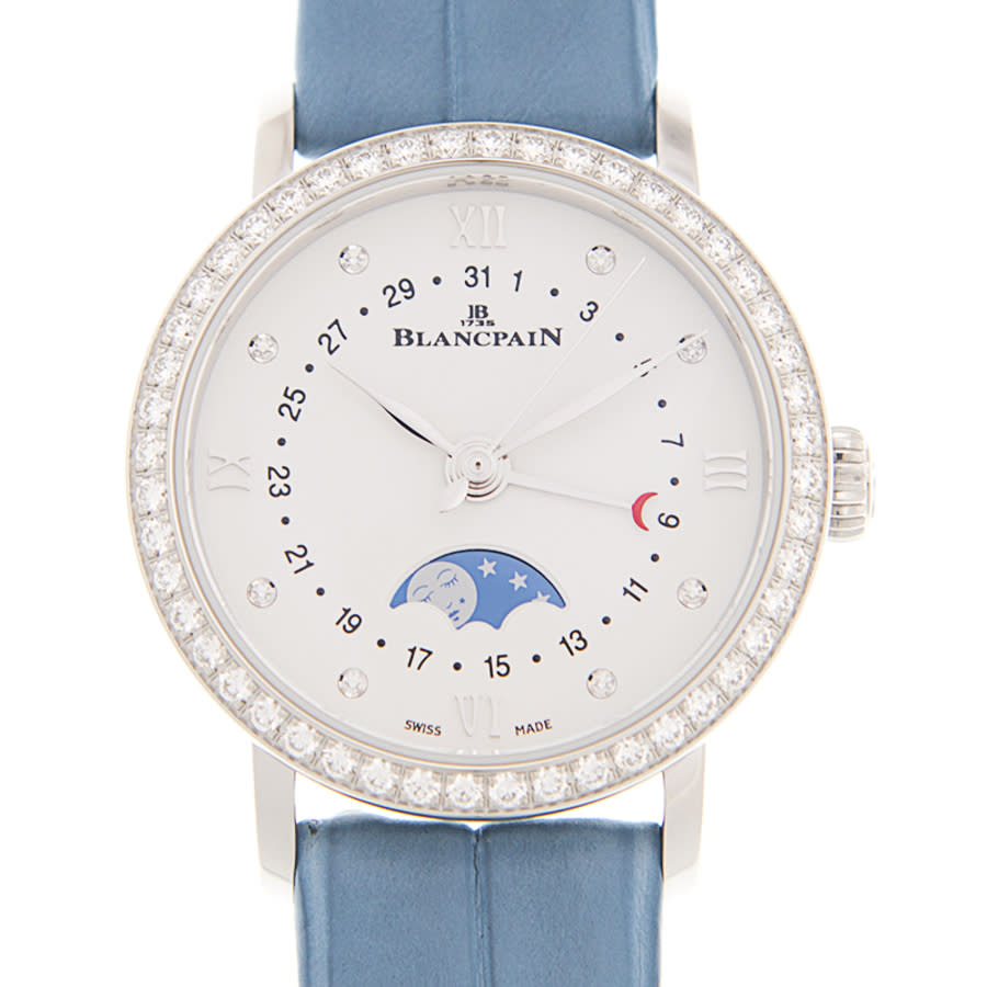 Blancpain Villeret Quantieme Phases De Lune Automatic Diamond White Dial Ladies Watch 6106 4628 95A