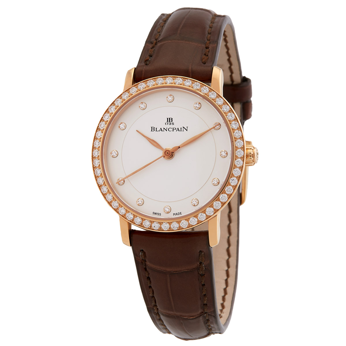 Blancpain Villeret Ultra Slim Automatic Diamond Silver Dial Ladies Watch 6102-2987-55A