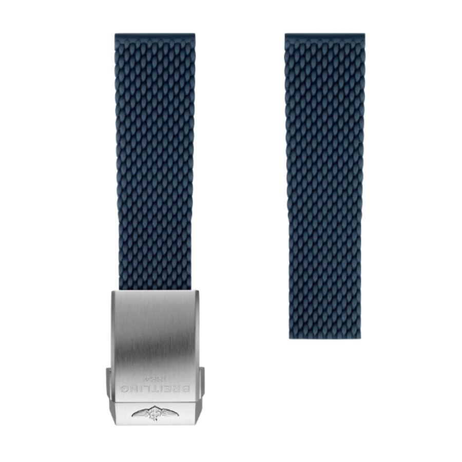 Shop Breitling Blue Mesh Rubber Strap 22mm In N/a