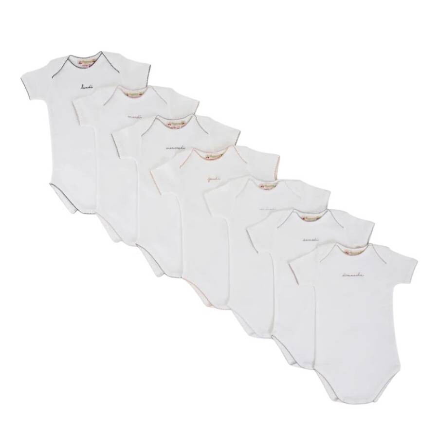 Baby White Day-Of-The-Week Onesies,