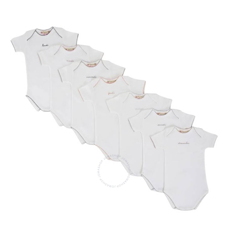 Bonpoint Baby White Day-of-the-week Onesies