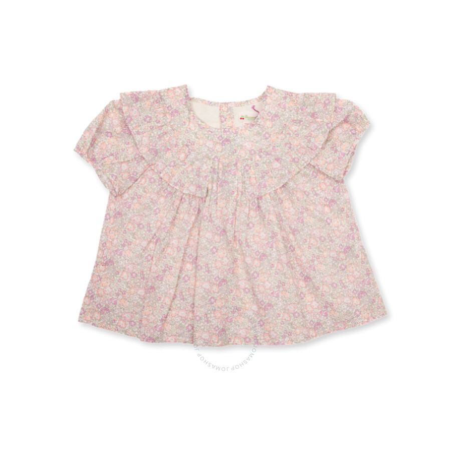 Bonpoint Girls Fosca Top With Floral Motif In Pink