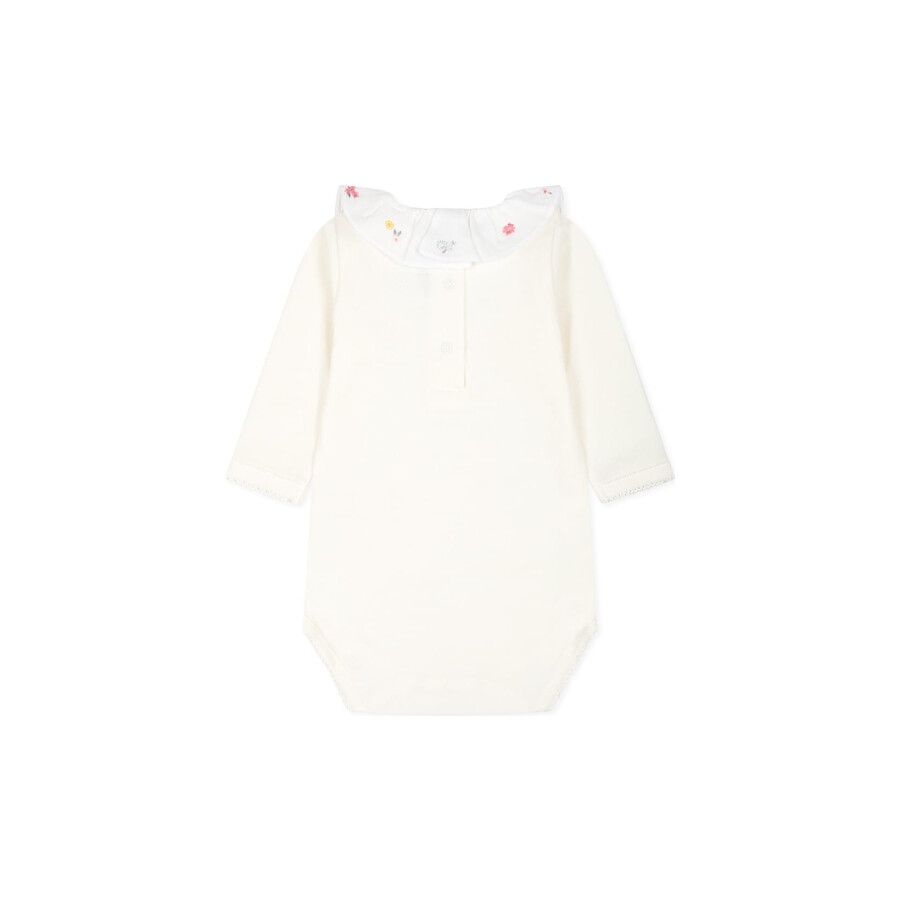 Bonpoint Infant June Bodysuit With Multicolored Floral Embroidery In White