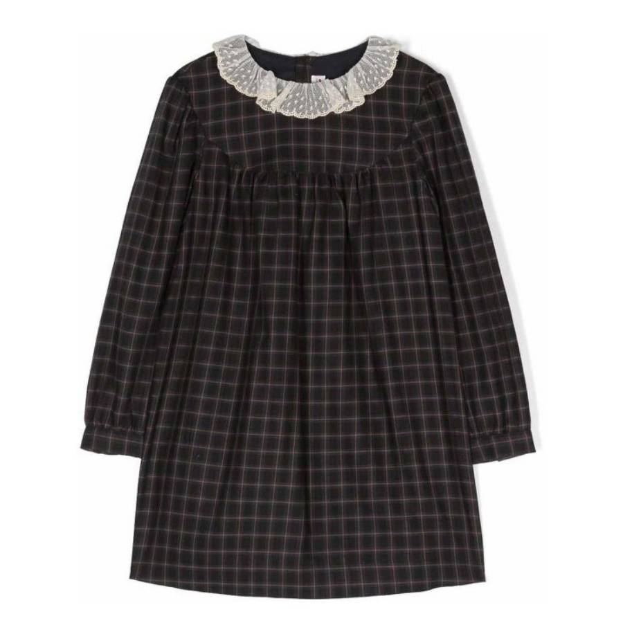 blue dress for baby girl Black Bonpoint Sleeveless Checkered Dress 6T — Retykle Singapore main image 0