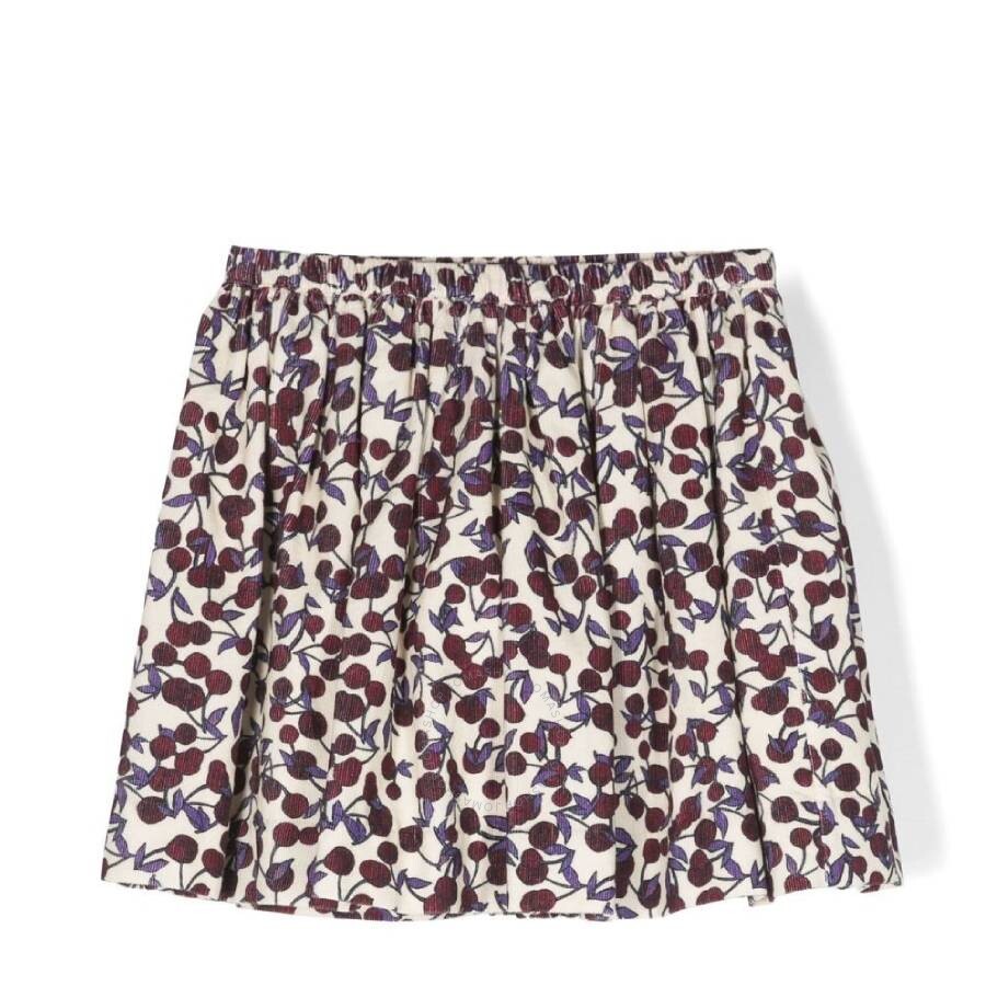 Bonpoint Kids Imprime Prune Cherry Print Corduroy Skirt