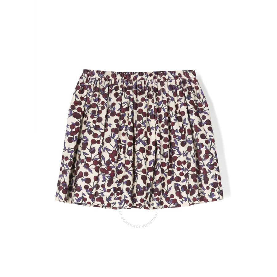 Bonpoint Kids Imprime Prune Cherry Print Corduroy Skirt