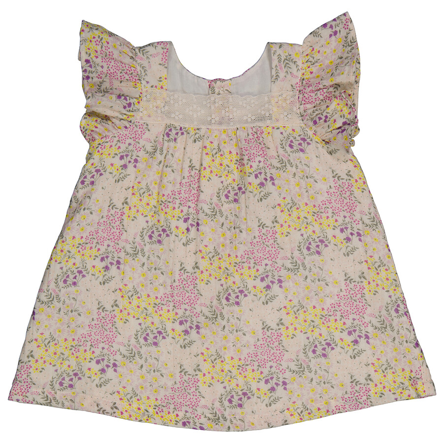 Girls Flower Prairie Ditsy Floral Flutter Sleeve Dress