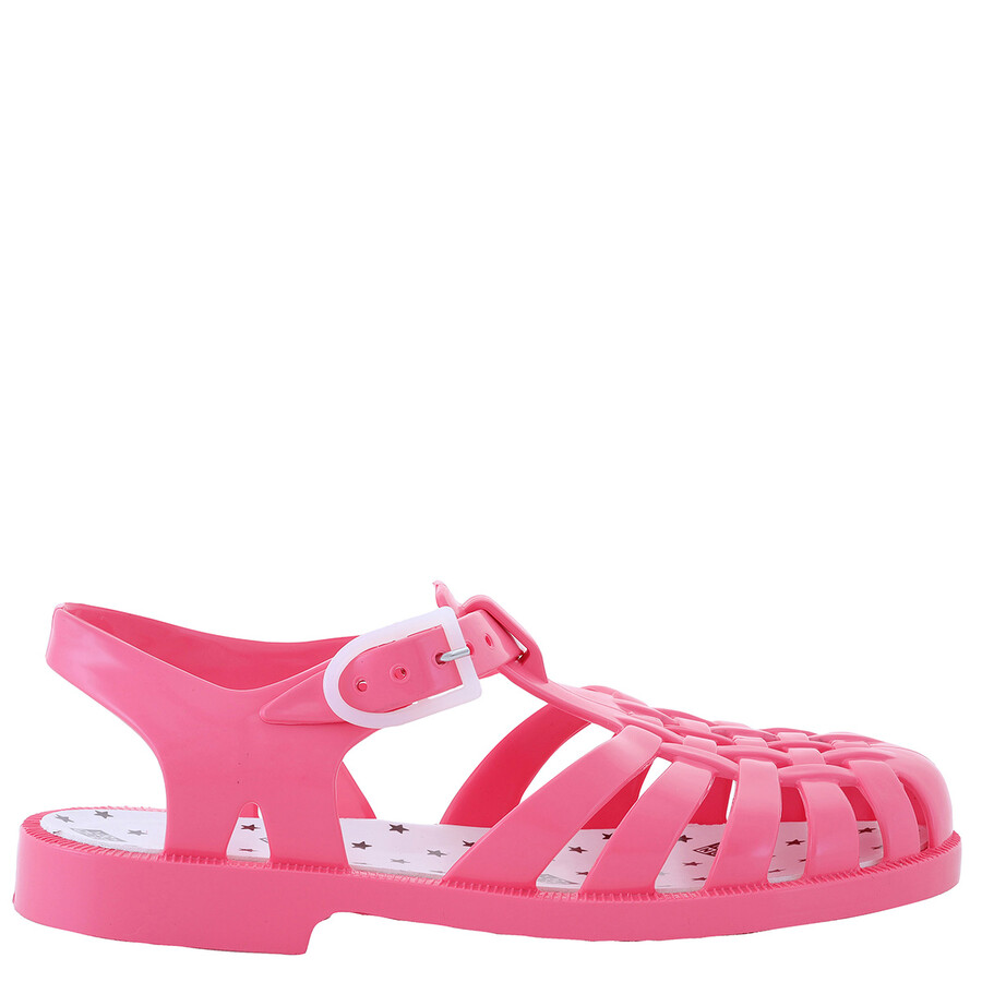 Bonton Girls Pink Loulou Jelly Caged Sandals In Pink
