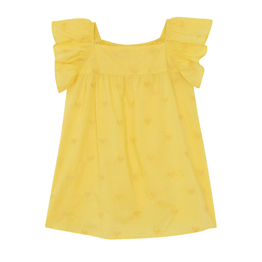 Bonton Girls Reve Ruff Sleeves Dress In Yellow