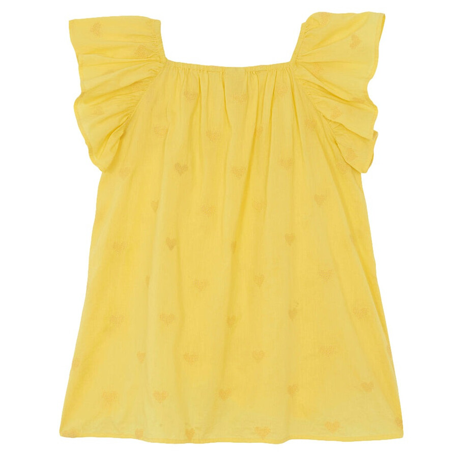 Bonton Girls Reve Ruff Sleeves Dress In Yellow