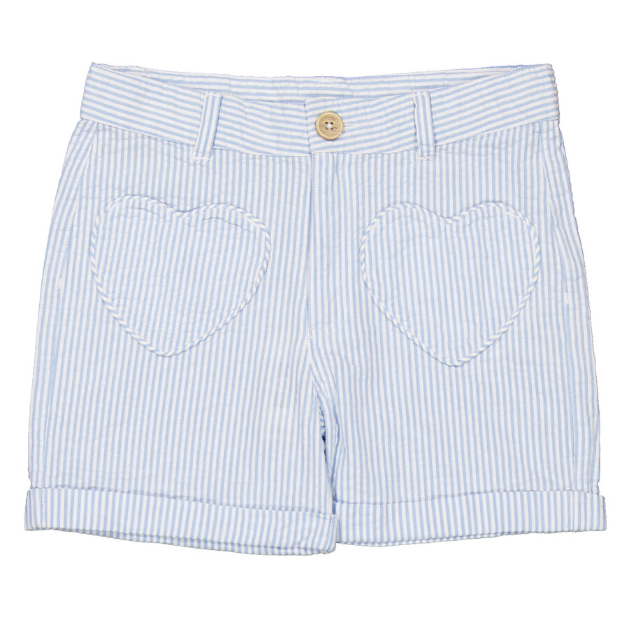 Bonton Kids Farah Striped Heart Pocket Shorts In Blue