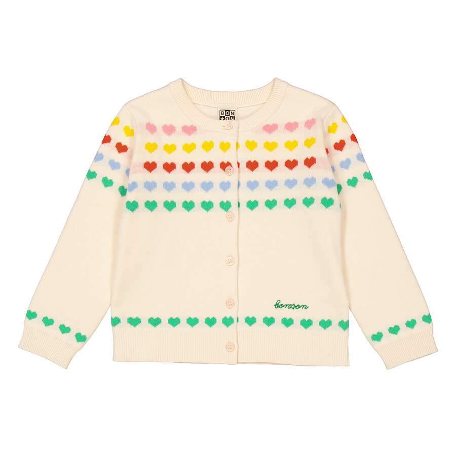 Kids Laligne Heart Embroidered Cardigan, Size 4Y