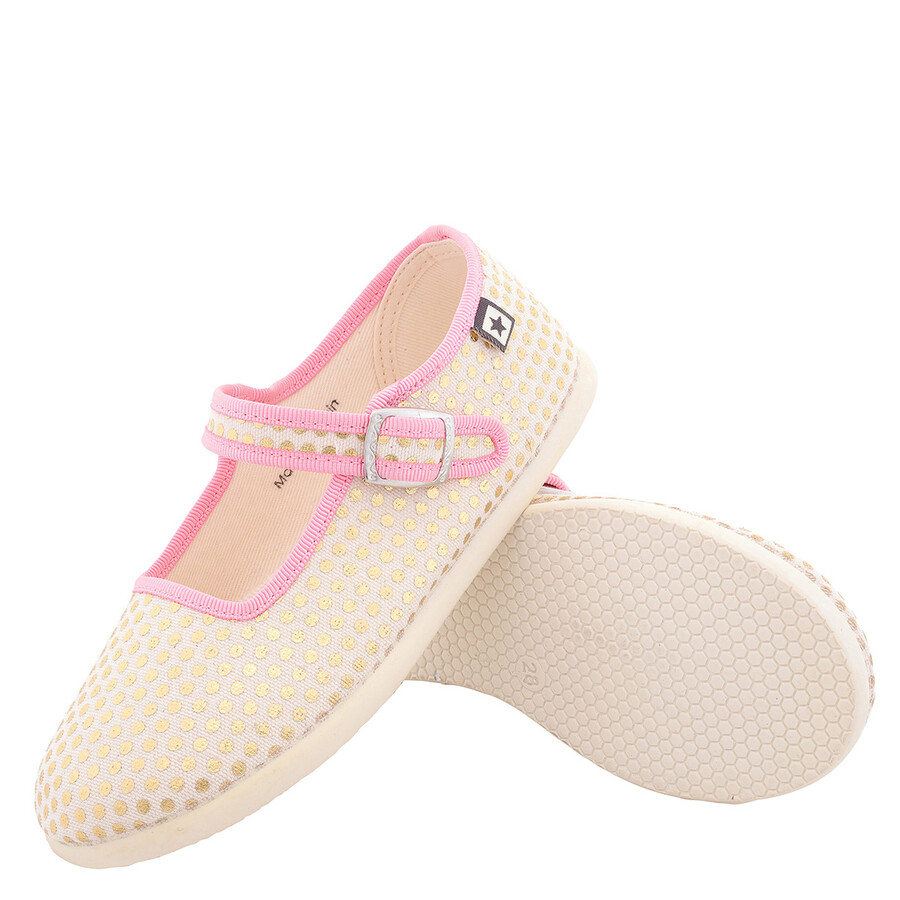 Bonton Kids Polka Dot Mary Janes In Pink
