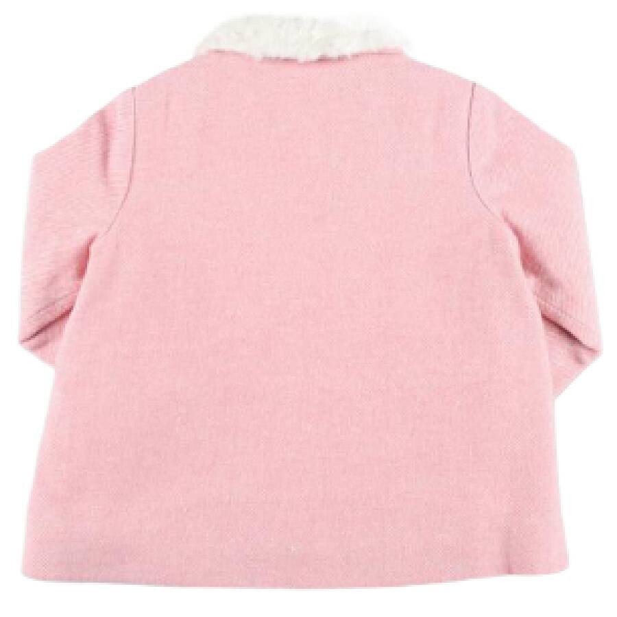 Bonton Kids Suzanne Shearling Collar Coat In Pink