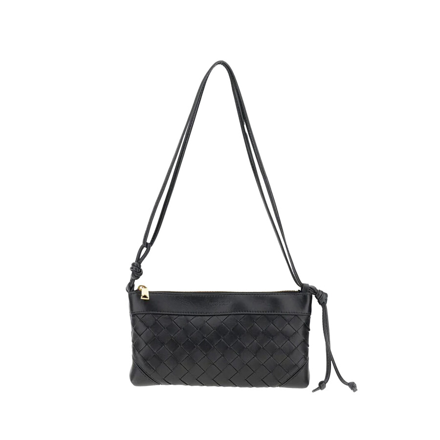 Bottega Veneta Black-gold Lamb Skin Bag In Black