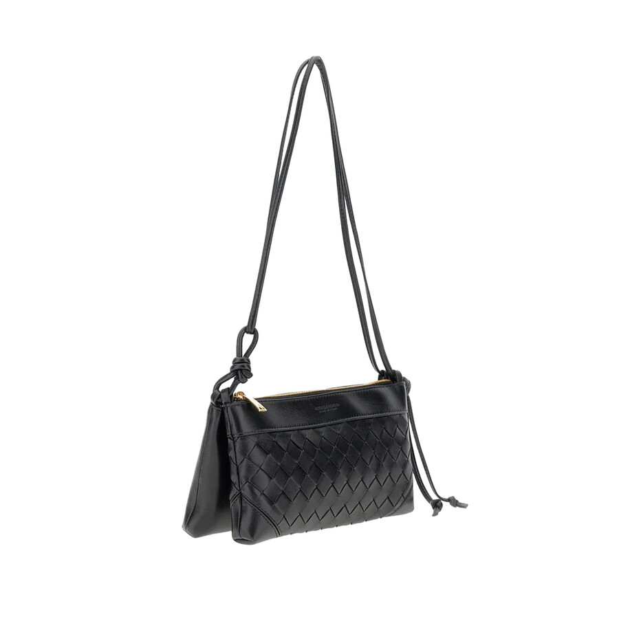 Bottega Veneta Black-gold Lamb Skin Bag In Black
