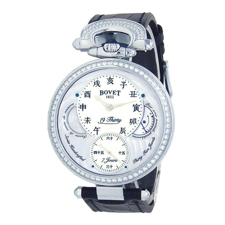 Bovet 19Thirty Fleurier Hand Wind Diamond Silver Dial Men's Watch