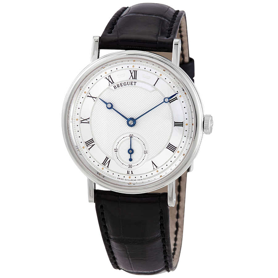 Breguet Classique Silver Dial 18kt White Gold Black Leather Men's Watch 5907BB12984