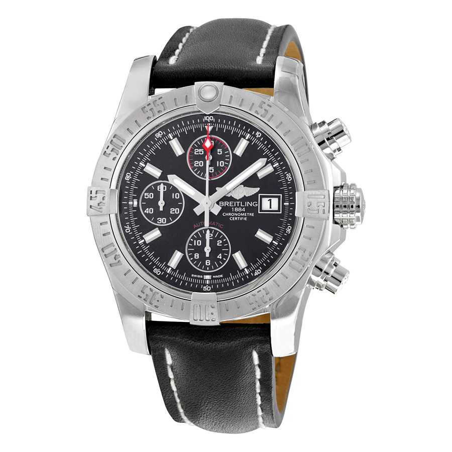 Breitling Avenger II Automatic Black Dial Black Leather Men's Watch A1338111-BC32BKLD