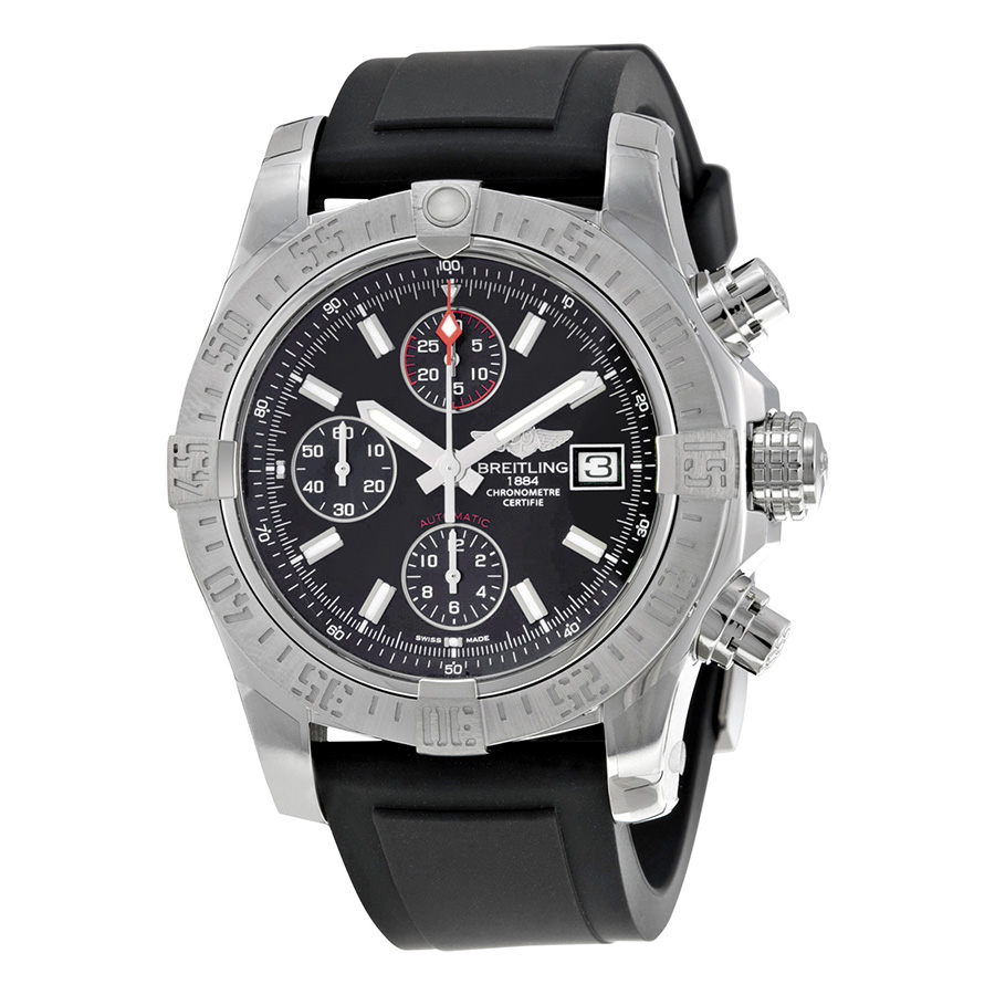 Breitling Avenger II Automatic Chronograph Black Dial Black Rubber Men's Watch A1338111-BC32BKPT